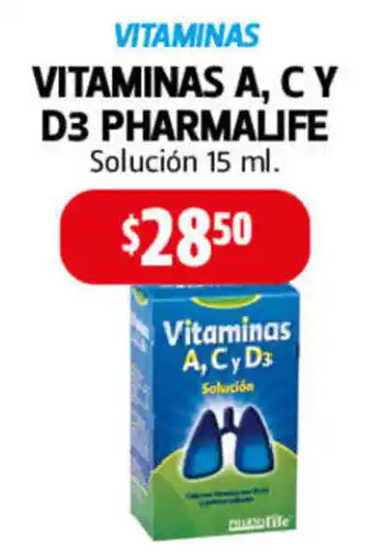 Farmacias Guadalajara Vitaminas A, C y D3 Solución Pharmalife 15ml oferta