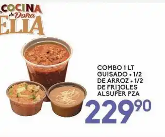 Combo 1 lt de guisado + 1/2 kg arroz + 1/2 frijoles alsuper