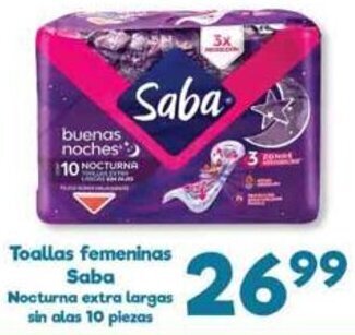 S-Mart Toallas Femeninas Saba 10 Piezas oferta