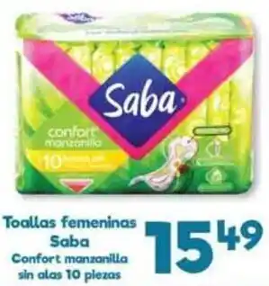 Toallas Femeninas Saba 10 Piezas