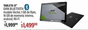 Tablet ghia bluetooth modelo vector 1gb ram 16gb interna