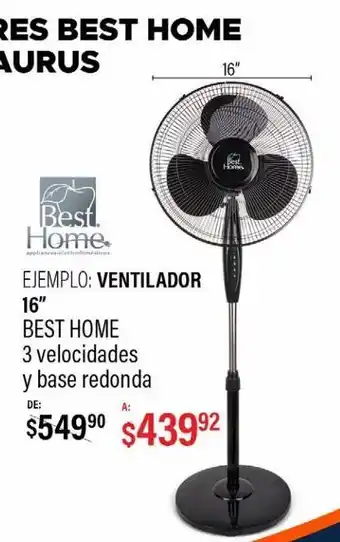 DelSol Ventilador best home 16" 3 vel y base redonda oferta