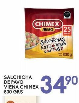 Alsuper Salchicha de pavo viena chimex 800g oferta
