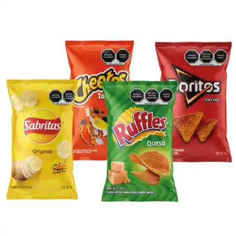 Alsuper Variedad a escoger sabritas tamaño comparte cheetos 145gr, original sal 105gr, doritos 155gr, ruffles 130gr oferta