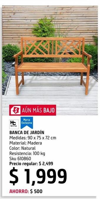 Sodimac Homecenter Banco de jardín madera acacia oferta
