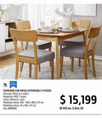 Sodimac Homecenter Set comedor con mesa extensible oferta