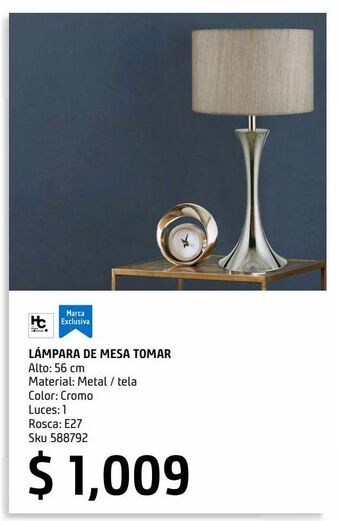 Sodimac Homecenter Lamp mesa tomar 1l e27 satin oferta