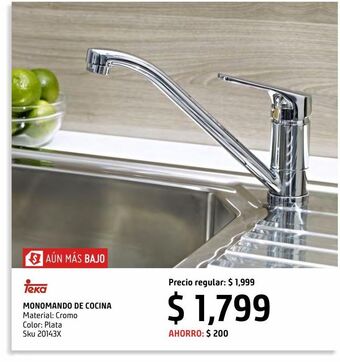 Sodimac Homecenter Monomando de cocina mf2 cromo oferta