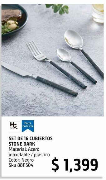 Sodimac Homecenter Cubiertos stone dark 16 pzas oferta