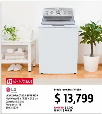 Sodimac Homecenter Lavadora carga superior contina de acero inoxidable 22 kg oferta