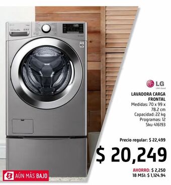 Sodimac Homecenter Lavadora carga frontal con motor inverter direct 22kg oferta