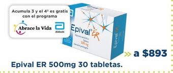 Farmacia San Pablo Epival er 500mg 30 tabletas. oferta