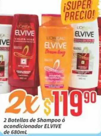 2 Botellas de Shampoo ó Acondicionador Elvive de 2x680ml