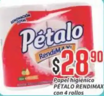 Papel Higiénico Petalo Rendimax con 4 Rollos