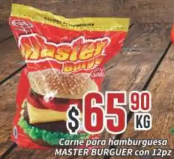 Carne para Hamburguesa Master Burguer con 12pz