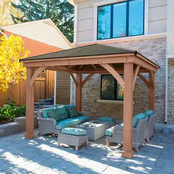 Costco Yardistry Pérgola de Madera con Techo de Aluminio, Medidas 3.7m x 3.7m oferta