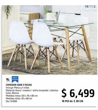 Sodimac Homecenter Comedor soar 5 piezas blanco oferta