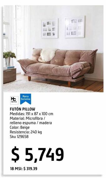 Futón pillow tela café