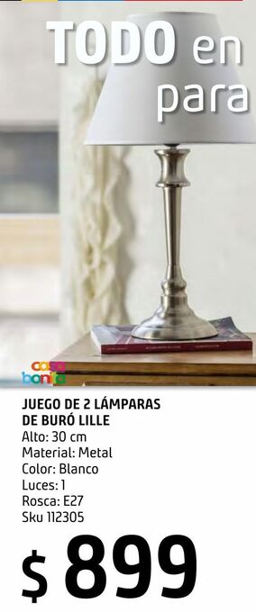 Sodimac Homecenter Set de 2 lamparas de buró lille oferta