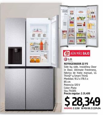 Sodimac Homecenter Refrigerador lg 22 pies³ side by side vs22js acero inoxidable oferta