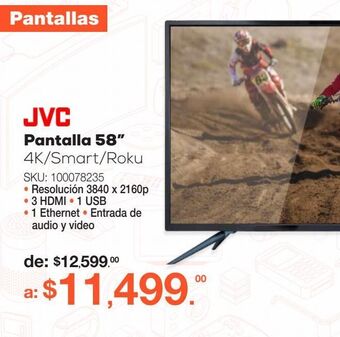 RadioShack Pantalla jvc roku si58ur / 58 pulgadas / ultra hd 4k / smart tv oferta