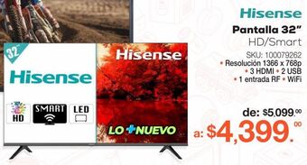 RadioShack Pantalla hisense 32h5g / 32 pulgadas / hd / smart tv oferta