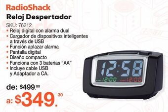 RadioShack Reloj despertador radioshack uc1622 / negro oferta