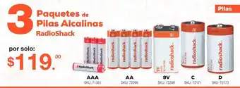 3 paquetes de pilas alcalinas radioshack