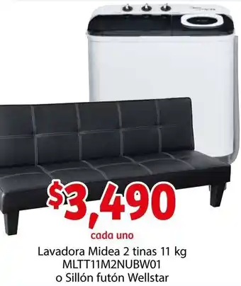 Soriana Híper Lavadora Midea 2 Tinas 11kg o Sillón Futón Wellstar oferta