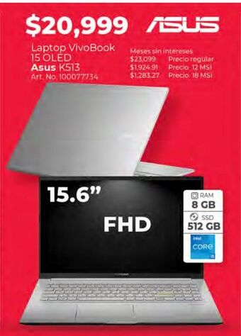 Office Depot Laptop asus vivobook 15 oled k513 oferta