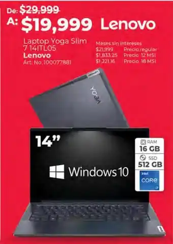 Laptop lenovo yoga slim 7 14itl05 / intel core i7
