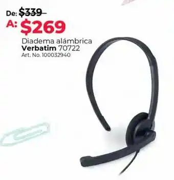 Diadema alámbrica verbatim 70722 (negro)