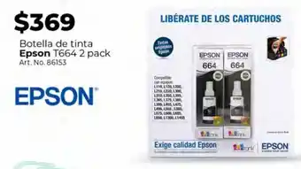 Office Depot Botellas de tinta epson t664 2 pack / t664120 bl2 od / negro oferta