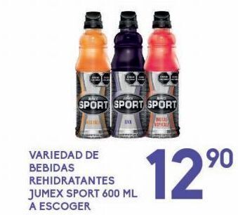 Variedad de bebidas rehidratantes jumex sport 600ml