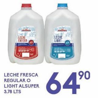 Alsuper Leche fresca alsuper regular o light 3.78lt oferta