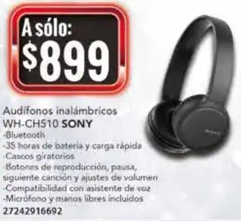 City Club Sony WH-CH510 Audifonos Inalámbricos oferta