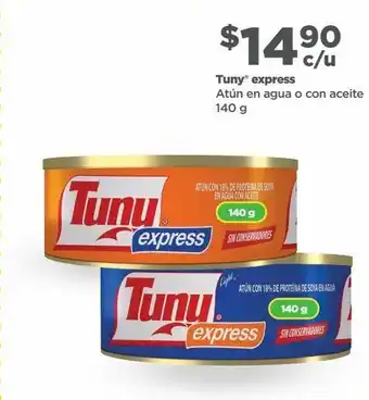 Bodega Aurrerá Tuny express atún en agua o con aceite 140 g oferta