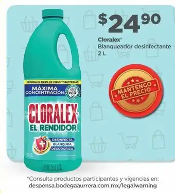 Bodega Aurrerá Cloralex blanqueador desinfectante 2 l oferta