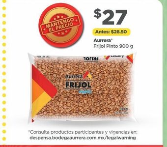 Bodega Aurrerá Frijol pinto aurrera 900g oferta
