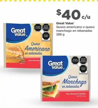 Queso americano great value 288 g