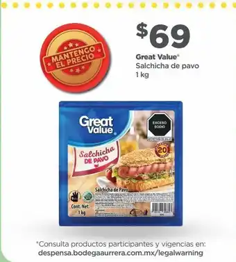 Salchicha de pavo great value 1 kg
