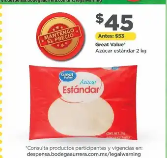 Bodega Aurrerá Azúcar great value 2 kg oferta