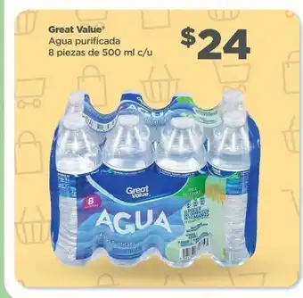 Bodega Aurrerá Agua purificada great value 8 piezas de 500 ml c/u oferta