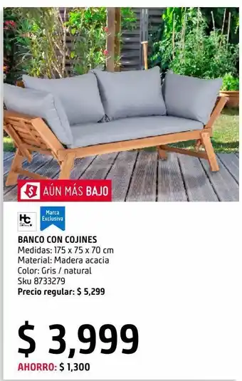Sodimac Homecenter Banco madera acacia c/cojines oferta