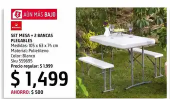 Sodimac Homecenter Set 1 mesa + 2 bancas plegables oferta