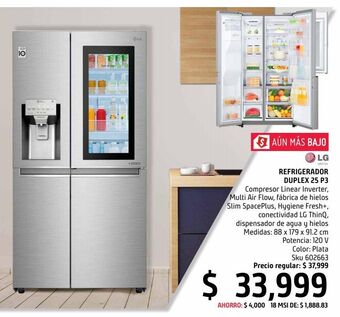 Sodimac Homecenter Refrigerador duplex c/ despachador de agua 25pies oferta