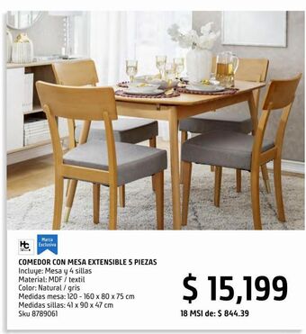 Sodimac Homecenter Set comedor con mesa extensible oferta