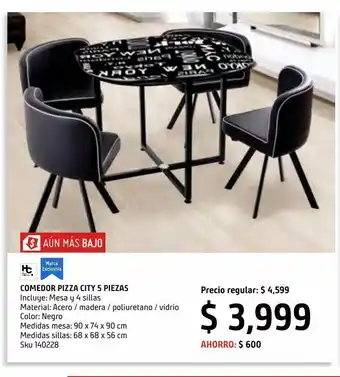 Sodimac Homecenter Set comedor negro 5 piezas oferta