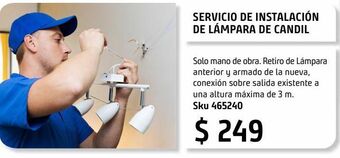 Sodimac Homecenter Servicio de instalación de lámpara de candil oferta