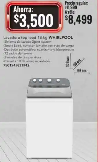 City Club Whirlpool Lavadora Top Load 18kg oferta